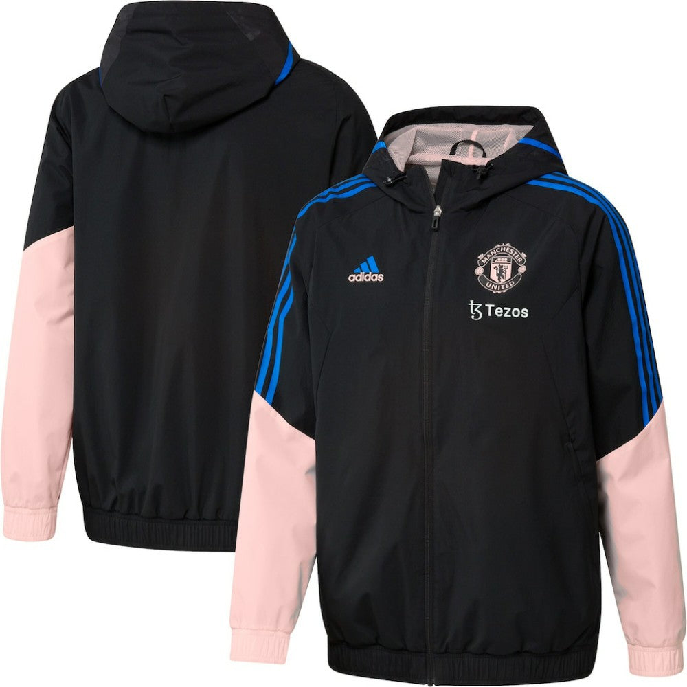 Adidas - Manchester United Training All-Weather Raglan Full-Zip Hoodie Jacket - Black