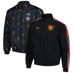 Adidas - Manchester United 2022/23 On-Field Team Logo Anthem Reversible Full-Zip Jacket - Black