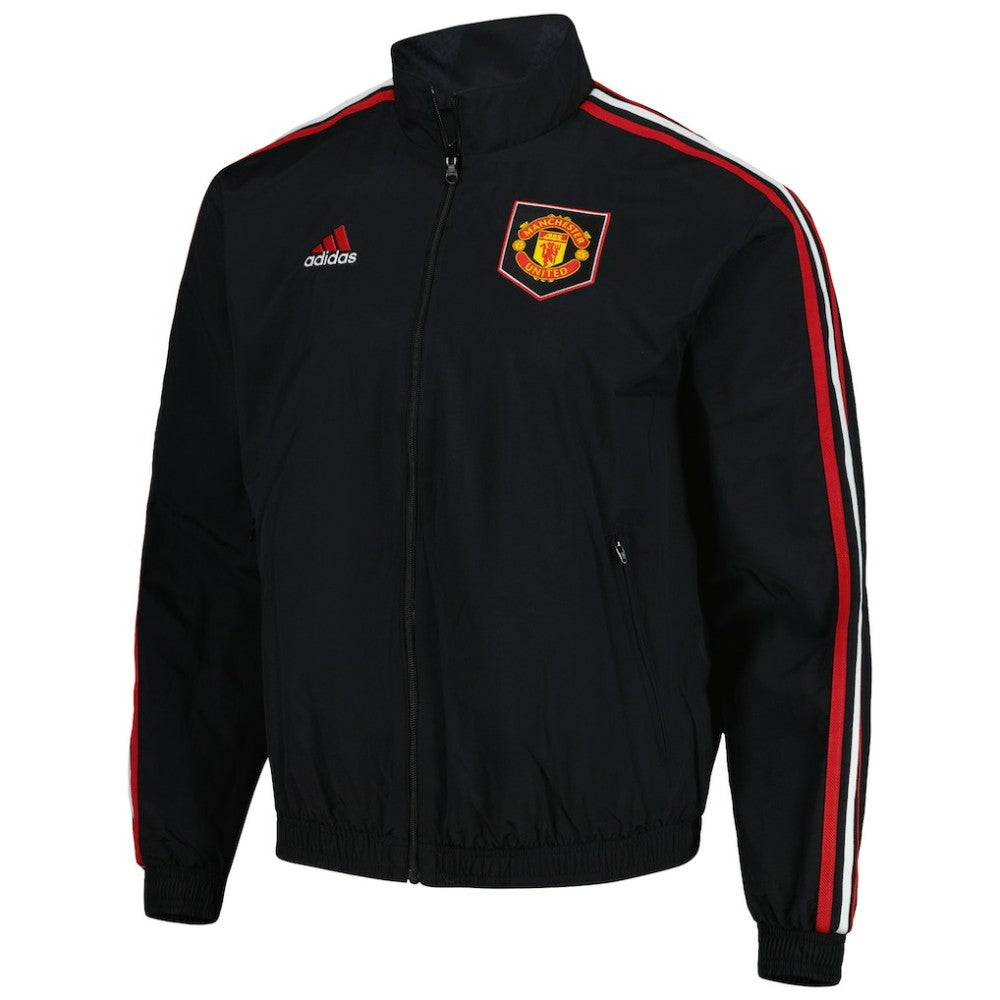 Adidas - Manchester United 2022/23 On-Field Team Logo Anthem Reversible Full-Zip Jacket - Black