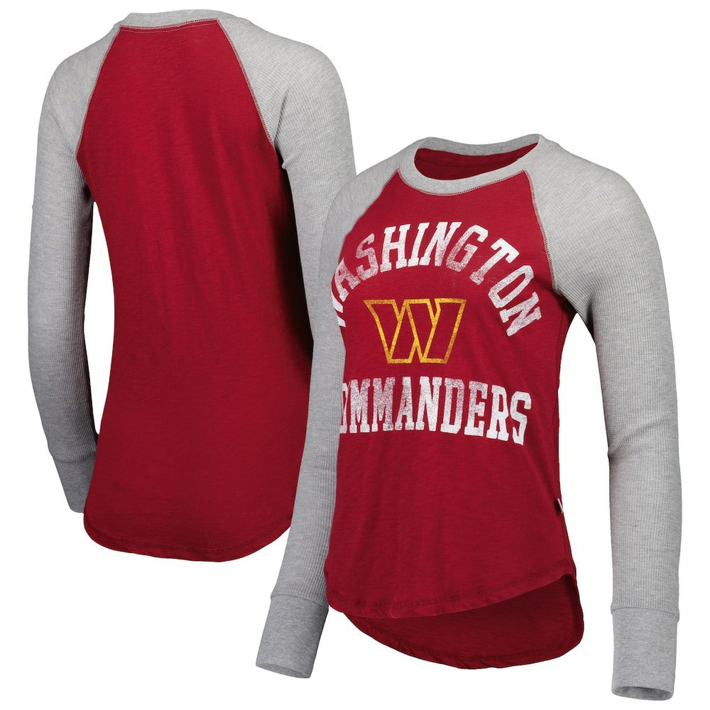 Washington Commanders Touch Women's Waffle Raglan Lightweight Long Sleeve T-Shirt - Burgundy - NFL