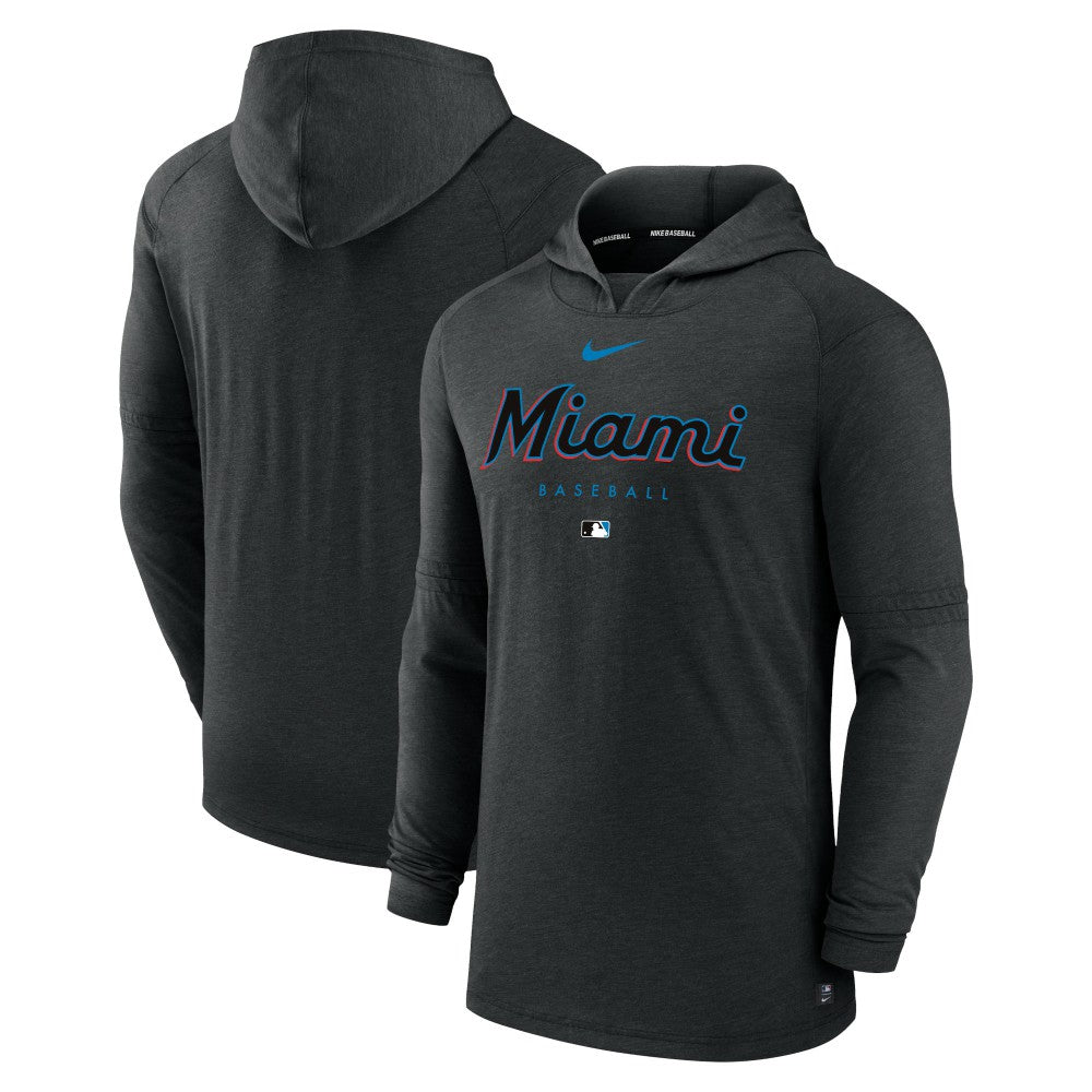 Miami Marlins Nike Authentic Collection Lightweight Dri-FIT Hooded Pullover Outlet