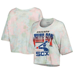 Chicago White Sox Majestic Threads Women's Cooperstown Collection Tie-Dye Boxy Cropped Tri-Blend T-Shirt Sale