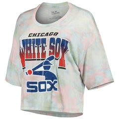 Chicago White Sox Majestic Threads Women's Cooperstown Collection Tie-Dye Boxy Cropped Tri-Blend T-Shirt Sale