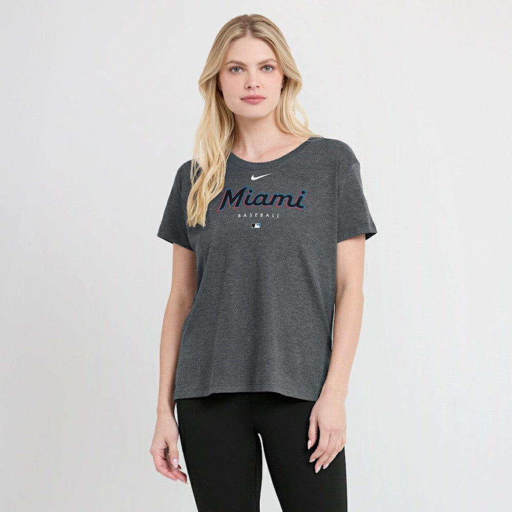 Miami Marlins Nike Women's Authentic Collection Early Work Tri-Blend T-Shirt Online