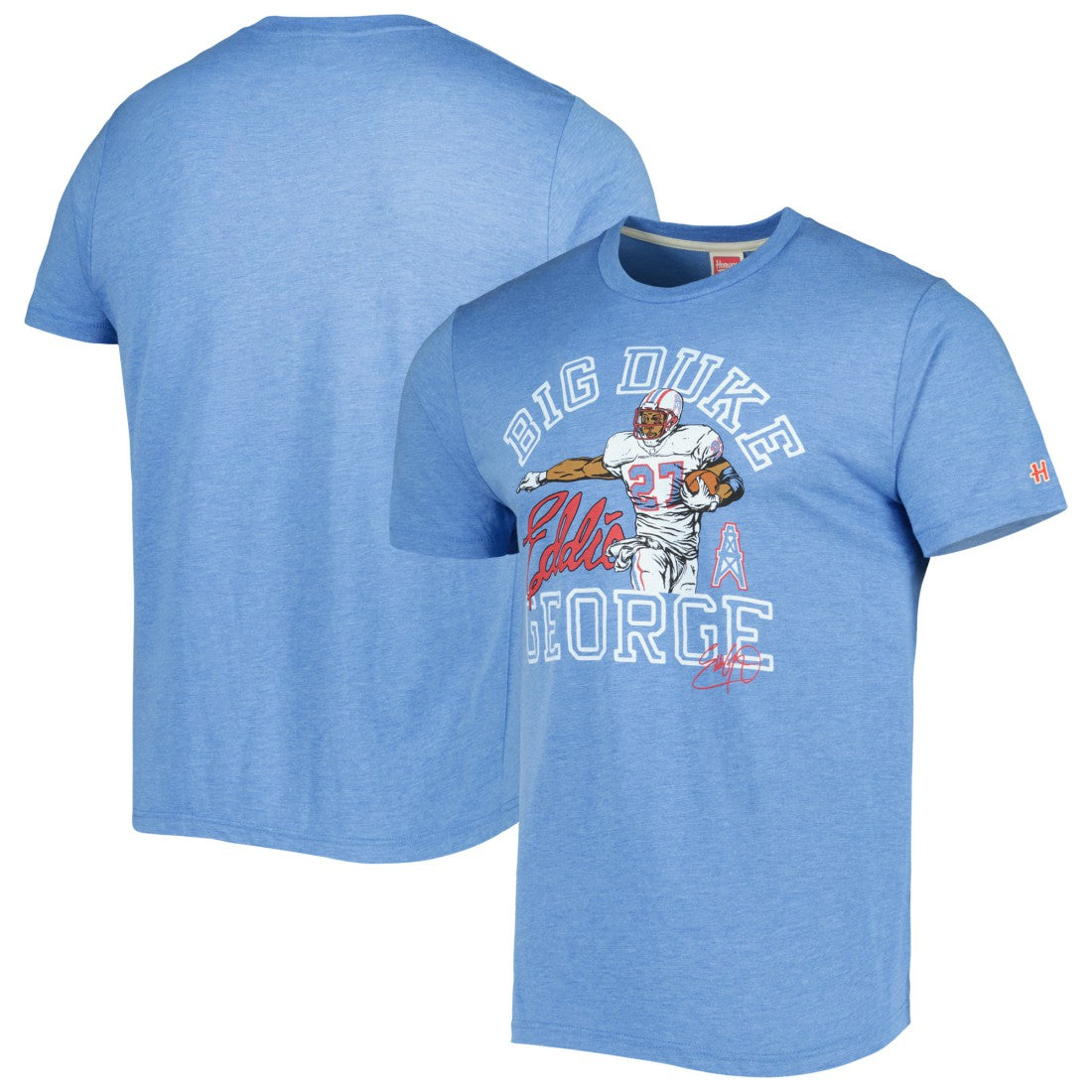 Eddie George Tennessee Titans Homage Caricature Retired Player Tri-Blend T-Shirt - Heathered Light Blue - NFL