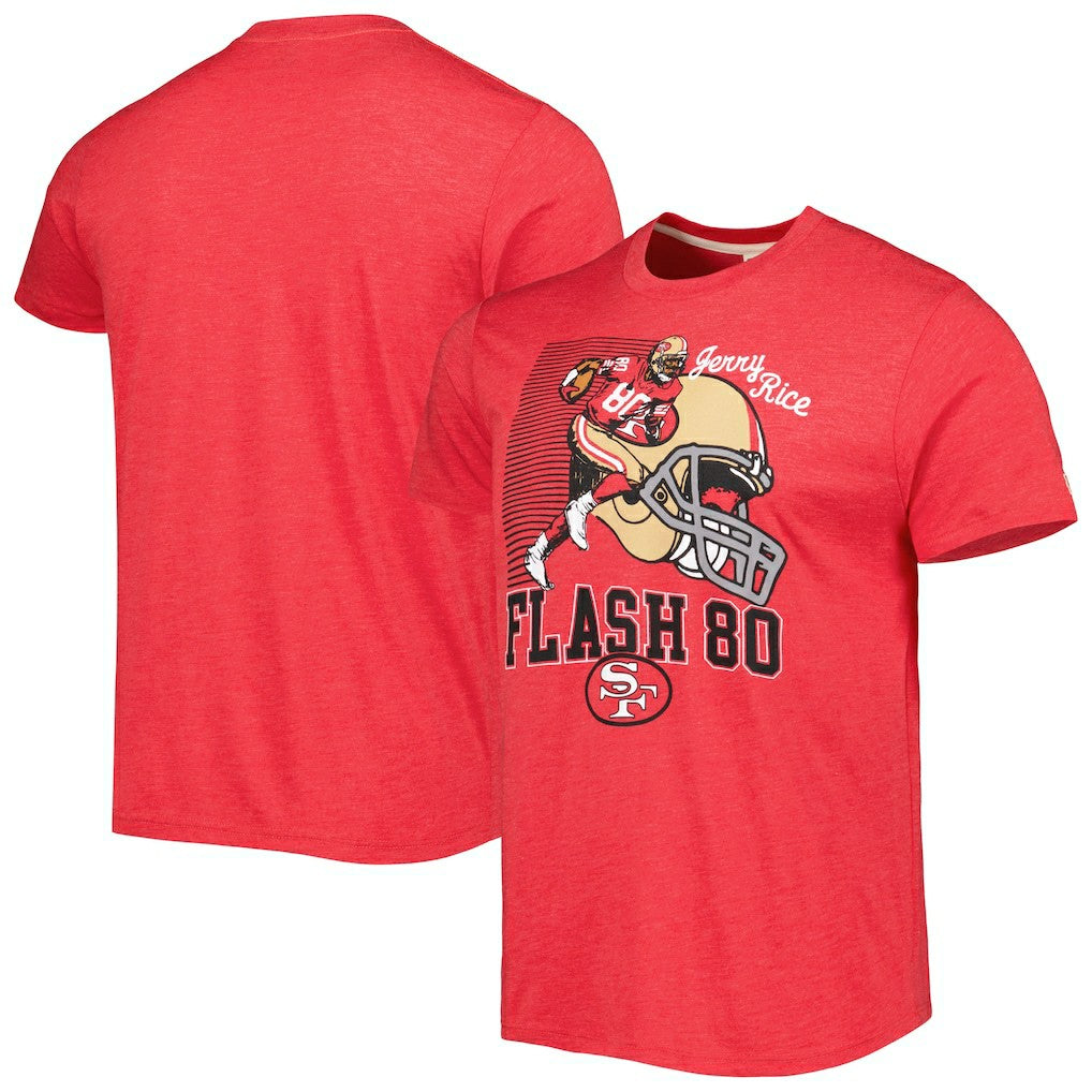 Jerry Rice San Francisco 49ers Homage Unisex Caricature Retired Player Tri-Blend T-Shirt - Scarlet - NFL