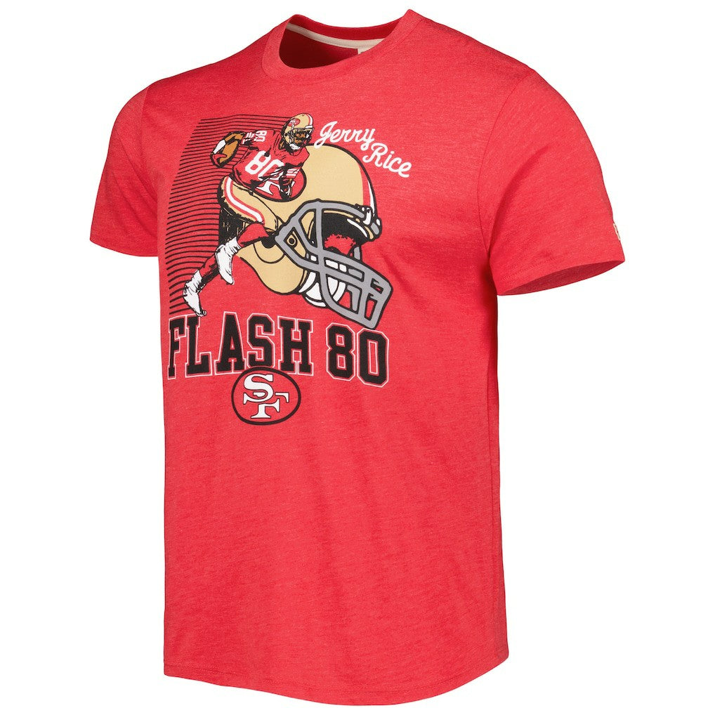 Jerry Rice San Francisco 49ers Homage Unisex Caricature Retired Player Tri-Blend T-Shirt - Scarlet - NFL
