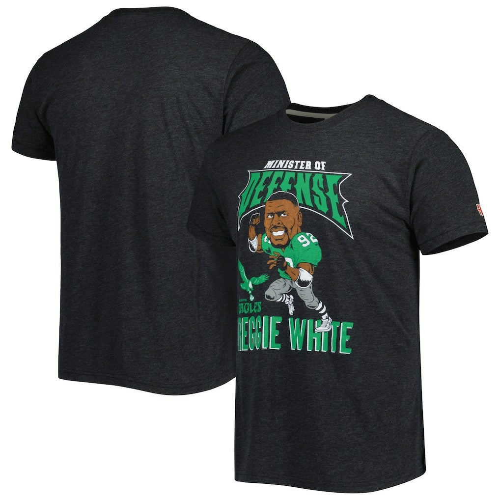 Reggie White Philadelphia Eagles Homage Unisex Unisex Caricature Retired Player Tri-Blend T-Shirt - Heather Black - NFL