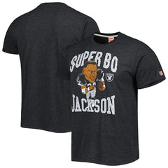 Bo Jackson Las Vegas Raiders Homage Unisex Unisex Caricature Retired Player Tri-Blend T-Shirt - Heather Black - NFL