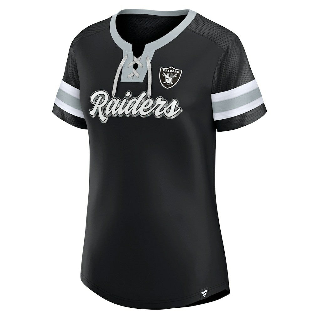 Las Vegas Raiders Women's Plus Size Original State Lace-Up T-Shirt - Black - Fanatics