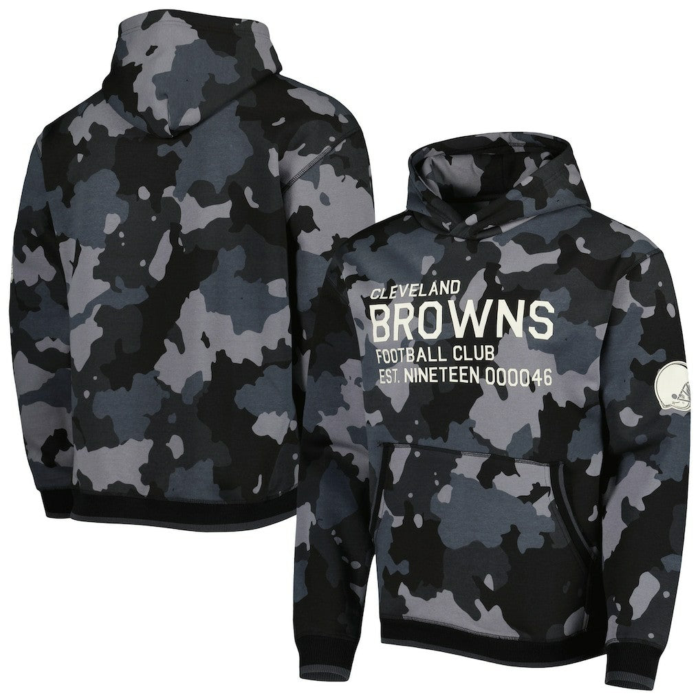 Cleveland Browns The Wild Collective Camo Pullover Hoodie - Black - NFL