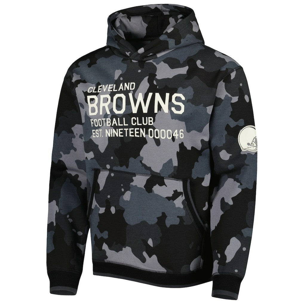 Cleveland Browns The Wild Collective Camo Pullover Hoodie - Black - NFL