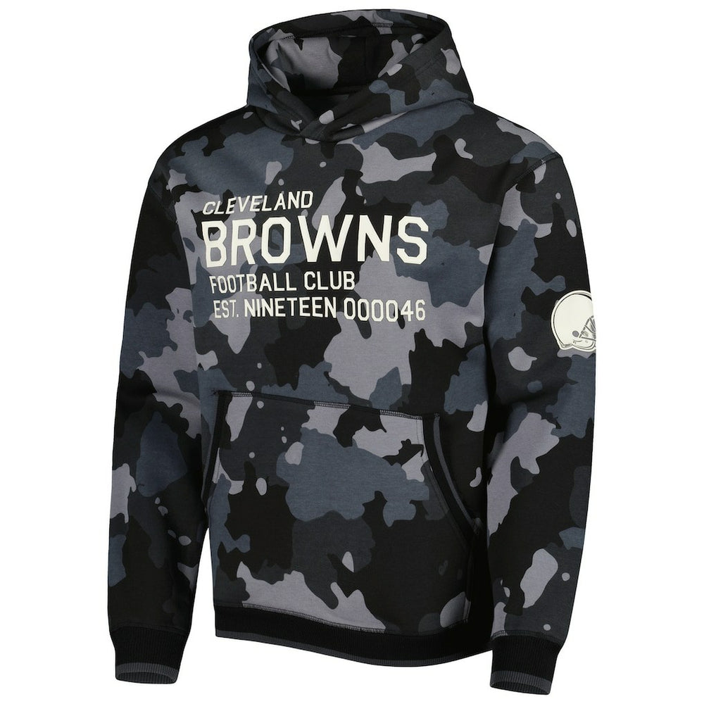 Cleveland Browns The Wild Collective Camo Pullover Hoodie - Black - NFL