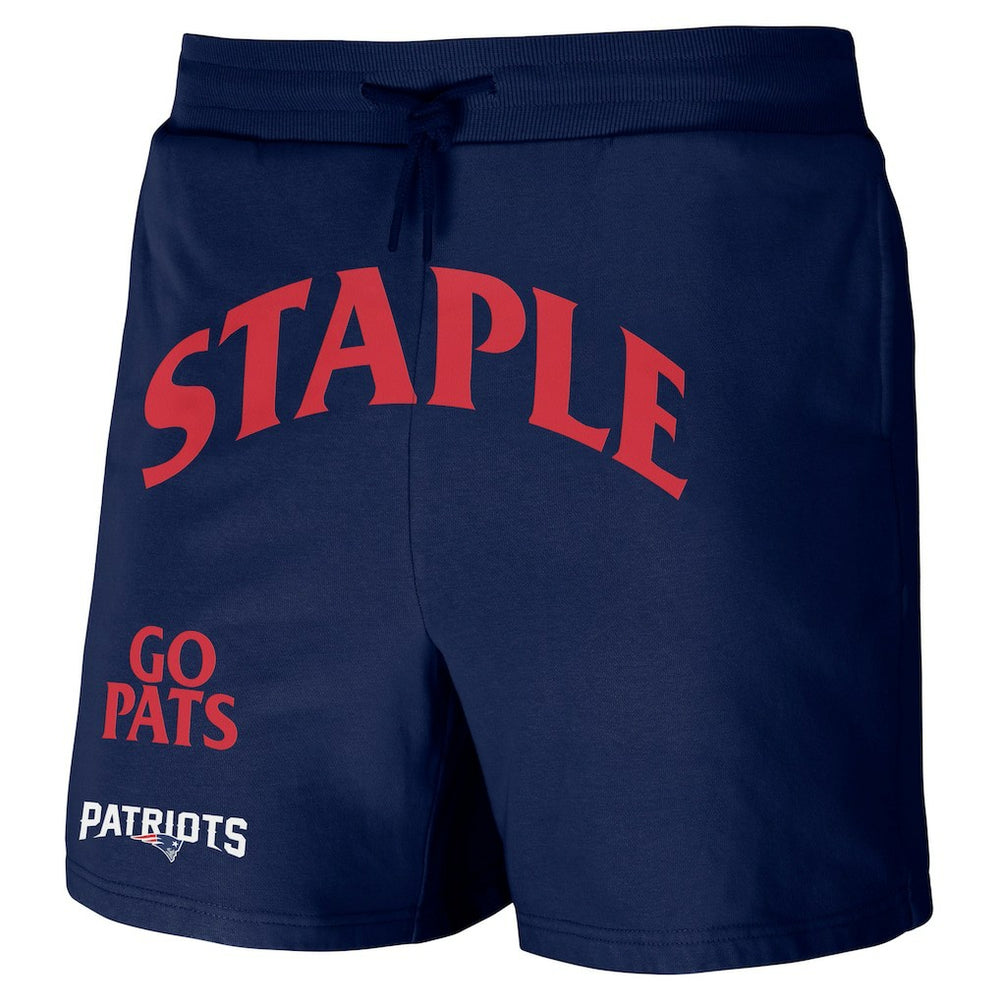 New England Patriots NFL x Staple Throwback Vintage Wash Fleece Shorts - Navy - NFL