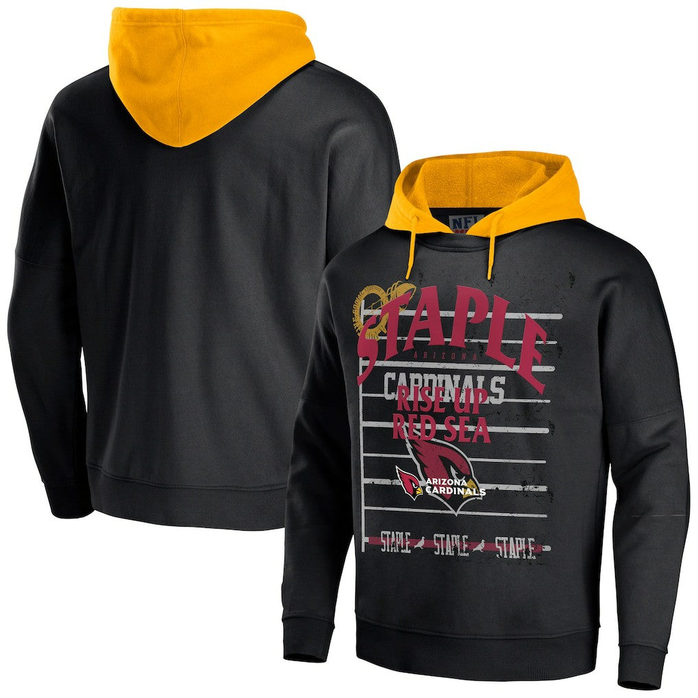 Arizona Cardinals NFL x Staple Throwback Vintage Wash Pullover Hoodie - Black - NFL