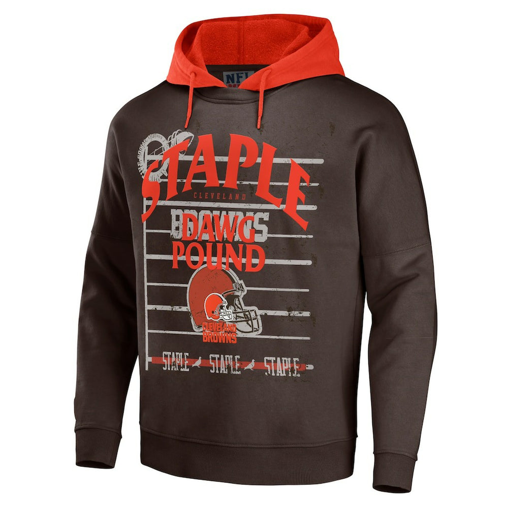 Cleveland Browns NFL x Staple Throwback Vintage Wash Pullover Hoodie - Brown - NFL