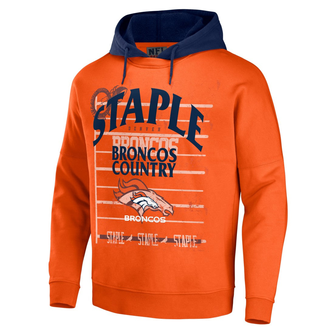 Denver Broncos NFL x Staple Throwback Vintage Wash Pullover Hoodie - Orange - NFL