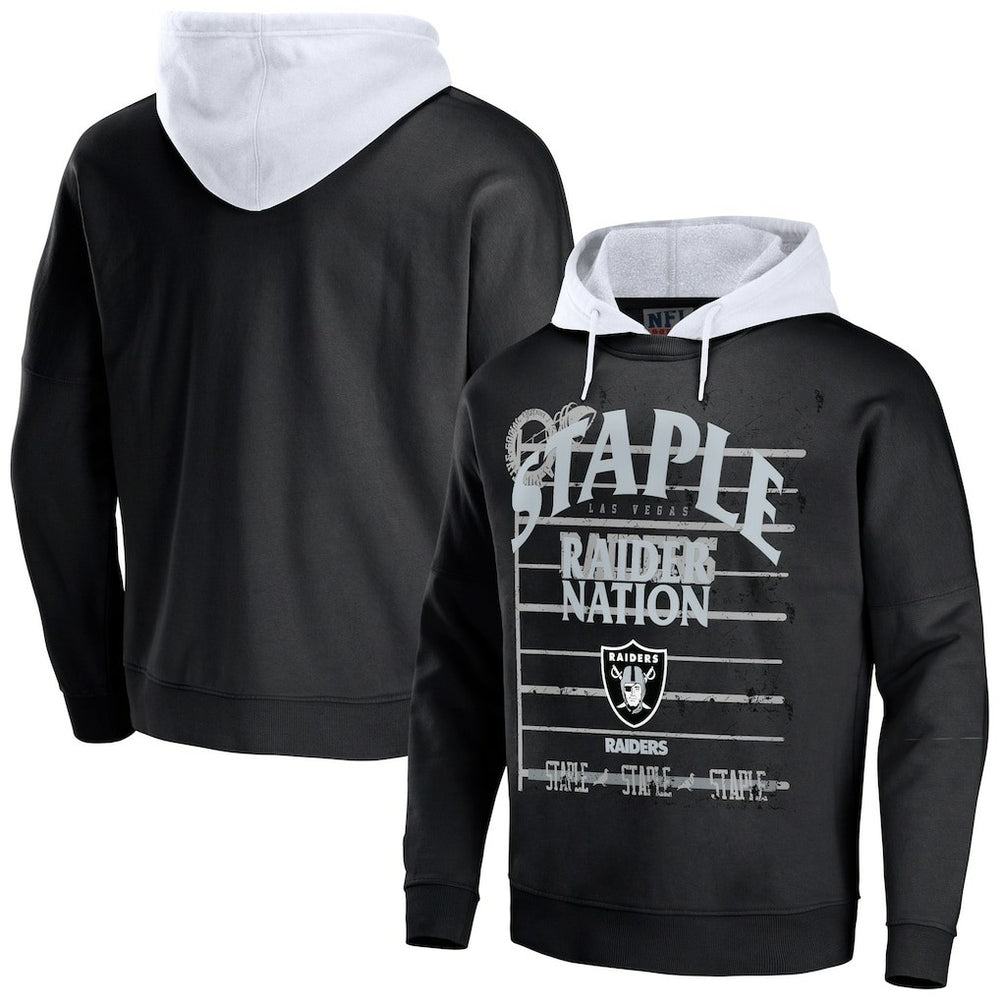Las Vegas Raiders NFL x Staple Throwback Vintage Wash Pullover Hoodie - Black - NFL