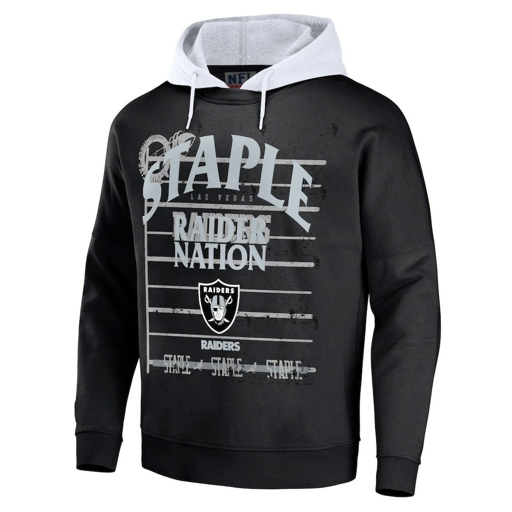 Las Vegas Raiders NFL x Staple Throwback Vintage Wash Pullover Hoodie - Black - NFL
