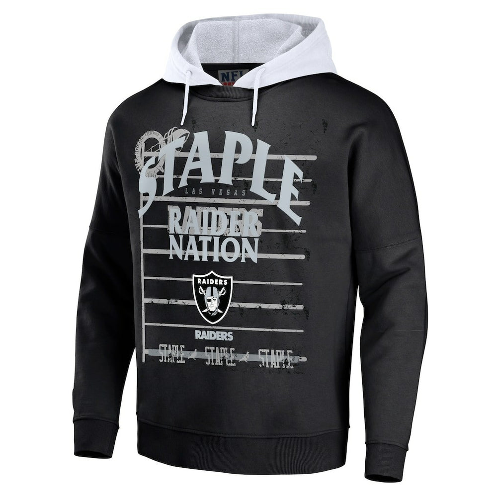 Las Vegas Raiders NFL x Staple Throwback Vintage Wash Pullover Hoodie - Black - NFL