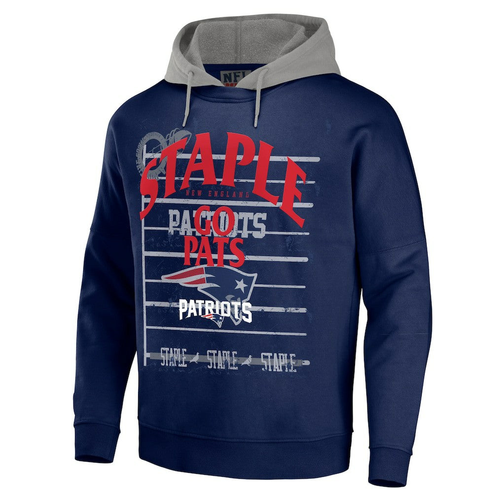 New England Patriots NFL x Staple Throwback Vintage Wash Pullover Hoodie - Navy - NFL