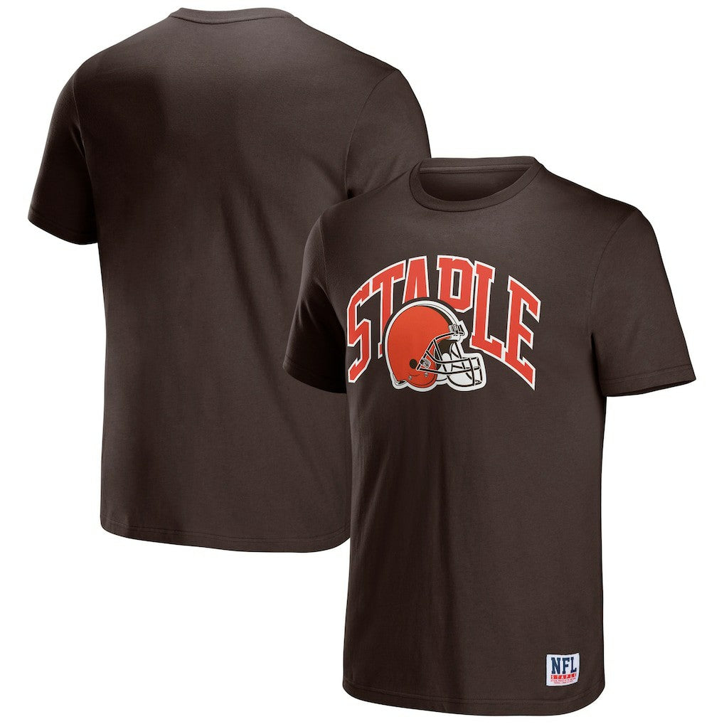Cleveland Browns NFL x Staple Logo Lockup T-Shirt - Brown - NFL