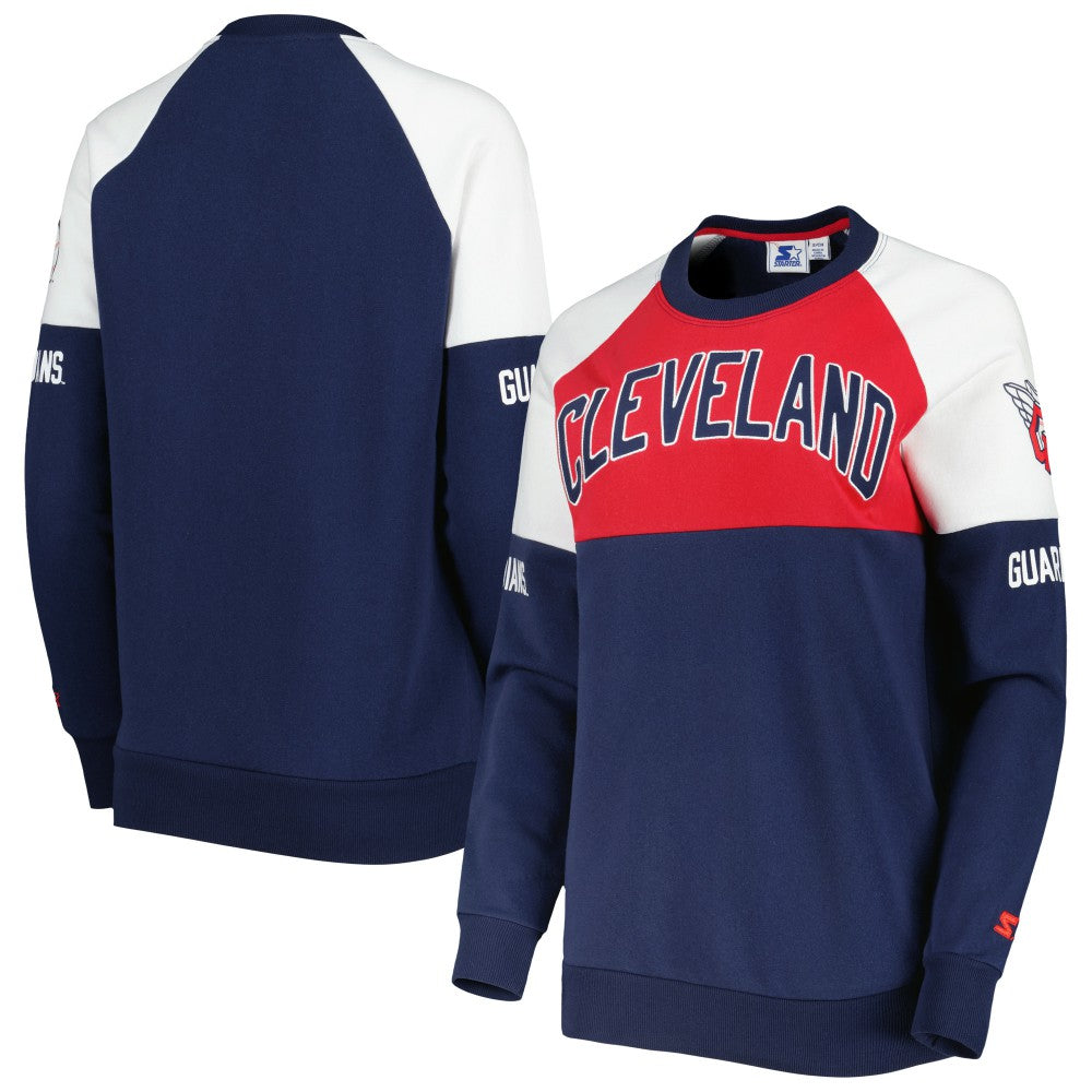 Cleveland Guardians Starter Women's Baseline Raglan Pullover Sweatshirt Discount