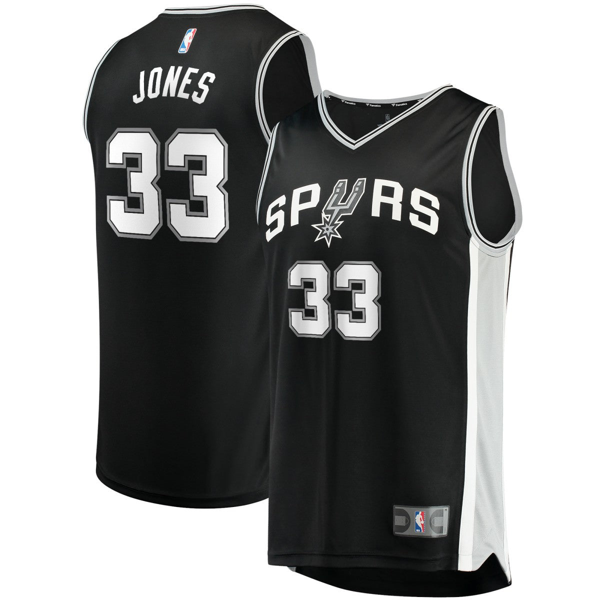 Fanatics Tre Jones San Antonio Spurs Fast Break Replica Jersey Icon Edition Black