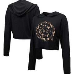 Chicago Cubs Majestic Threads Women's Leopard Cropped Hoodie Outlet