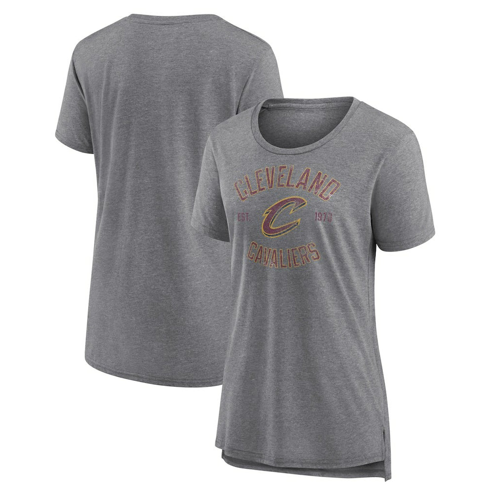 Cleveland Cavaliers Women's Heritage Tri-Blend T-Shirt Heather Gray