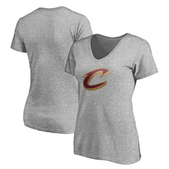 Cleveland Cavaliers Women's Primary Team Logo V-Neck T-Shirt Heathered Gray