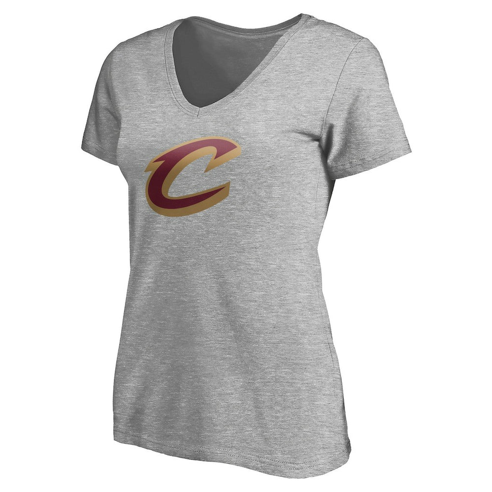Cleveland Cavaliers Women's Primary Team Logo V-Neck T-Shirt Heathered Gray