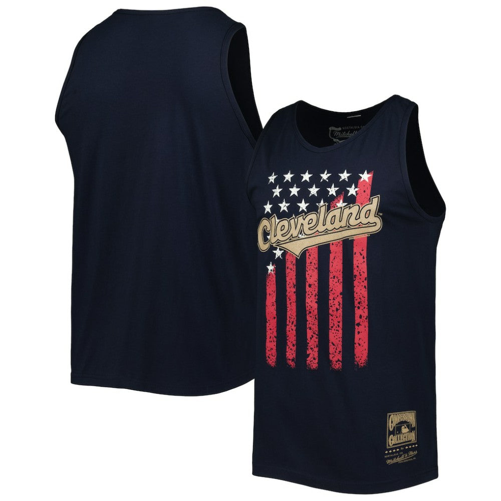 Cleveland Guardians Mitchell & Ness Cooperstown Collection Stars and Stripes Tank Top Sale