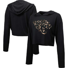Jacksonville Jaguars Majestic Threads Women's Leopard Cropped Pullover Hoodie - Black - NFL