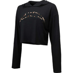 Los Angeles Chargers Majestic Threads Women's Leopard Cropped Pullover Hoodie - Black - NFL
