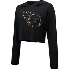 Tennessee Titans Majestic Threads Women's Leopard Cropped Pullover Hoodie - Black - NFL