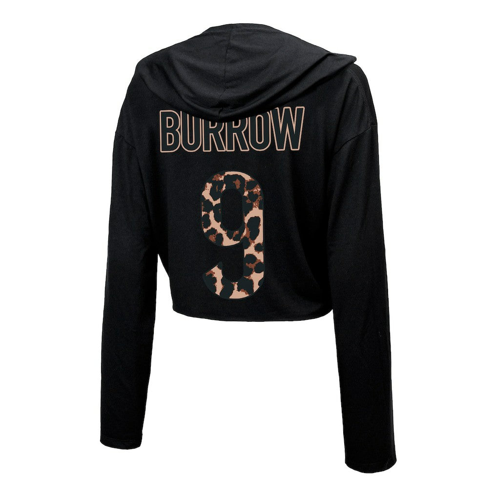 Joe Burrow Cincinnati Bengals Majestic Threads Women's Leopard Player Name & Number Long Sleeve Cropped Hoodie - Black - NFL