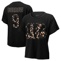 Joe Burrow Cincinnati Bengals Majestic Threads Women's Leopard Player Name & Number T-Shirt - Black - NFL