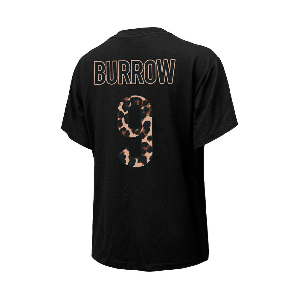 Joe Burrow Cincinnati Bengals Majestic Threads Women's Leopard Player Name & Number T-Shirt - Black - NFL