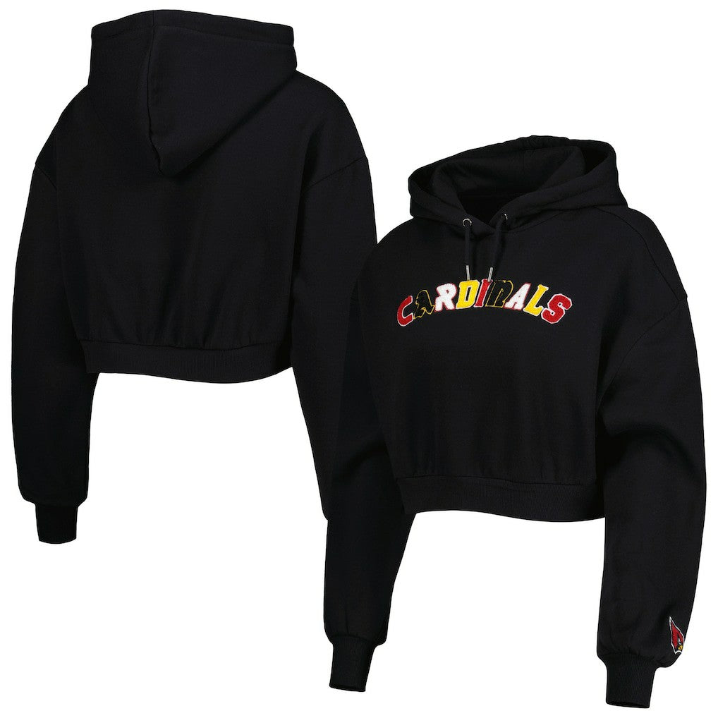 Arizona Cardinals The Wild Collective Women's Cropped Pullover Hoodie - Black - NFL