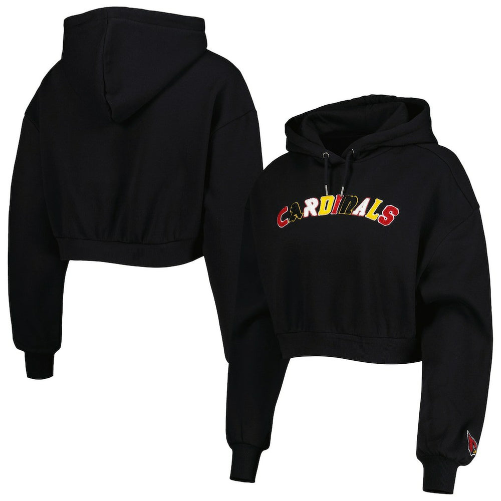 Arizona Cardinals The Wild Collective Women's Cropped Pullover Hoodie - Black - NFL