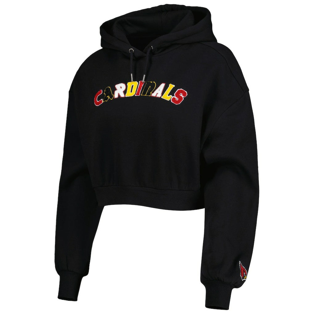Arizona Cardinals The Wild Collective Women's Cropped Pullover Hoodie - Black - NFL