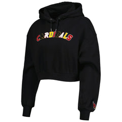 Arizona Cardinals The Wild Collective Women's Cropped Pullover Hoodie - Black - NFL