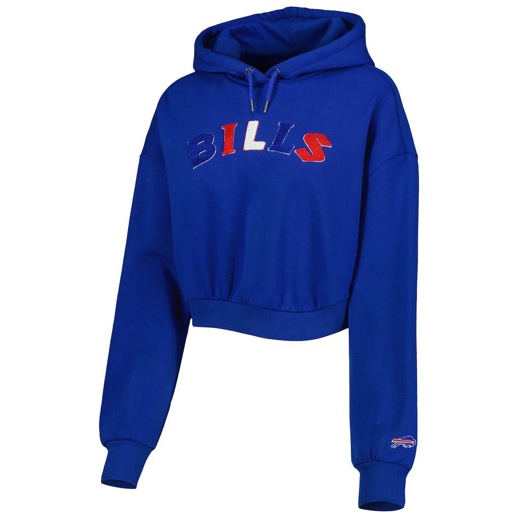 Buffalo Bills The Wild Collective Women's Cropped Pullover Hoodie - Royal - NFL