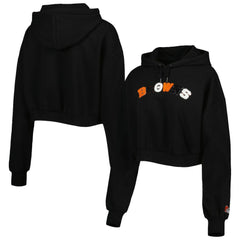 Cleveland Browns The Wild Collective Women's Cropped Pullover Hoodie - Black - NFL