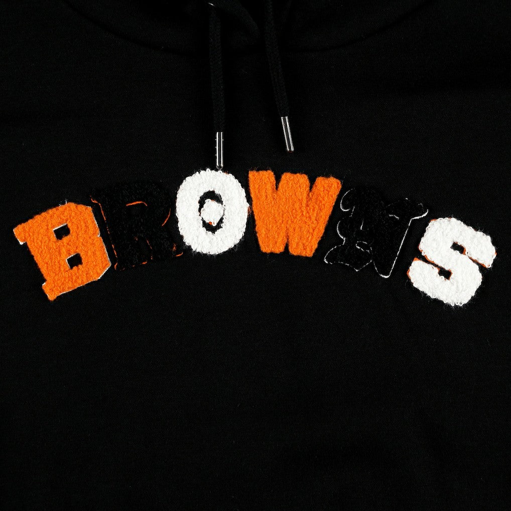 Cleveland Browns The Wild Collective Women's Cropped Pullover Hoodie - Black - NFL