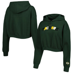 Green Bay Packers The Wild Collective Women's Cropped Pullover Hoodie - Green - NFL