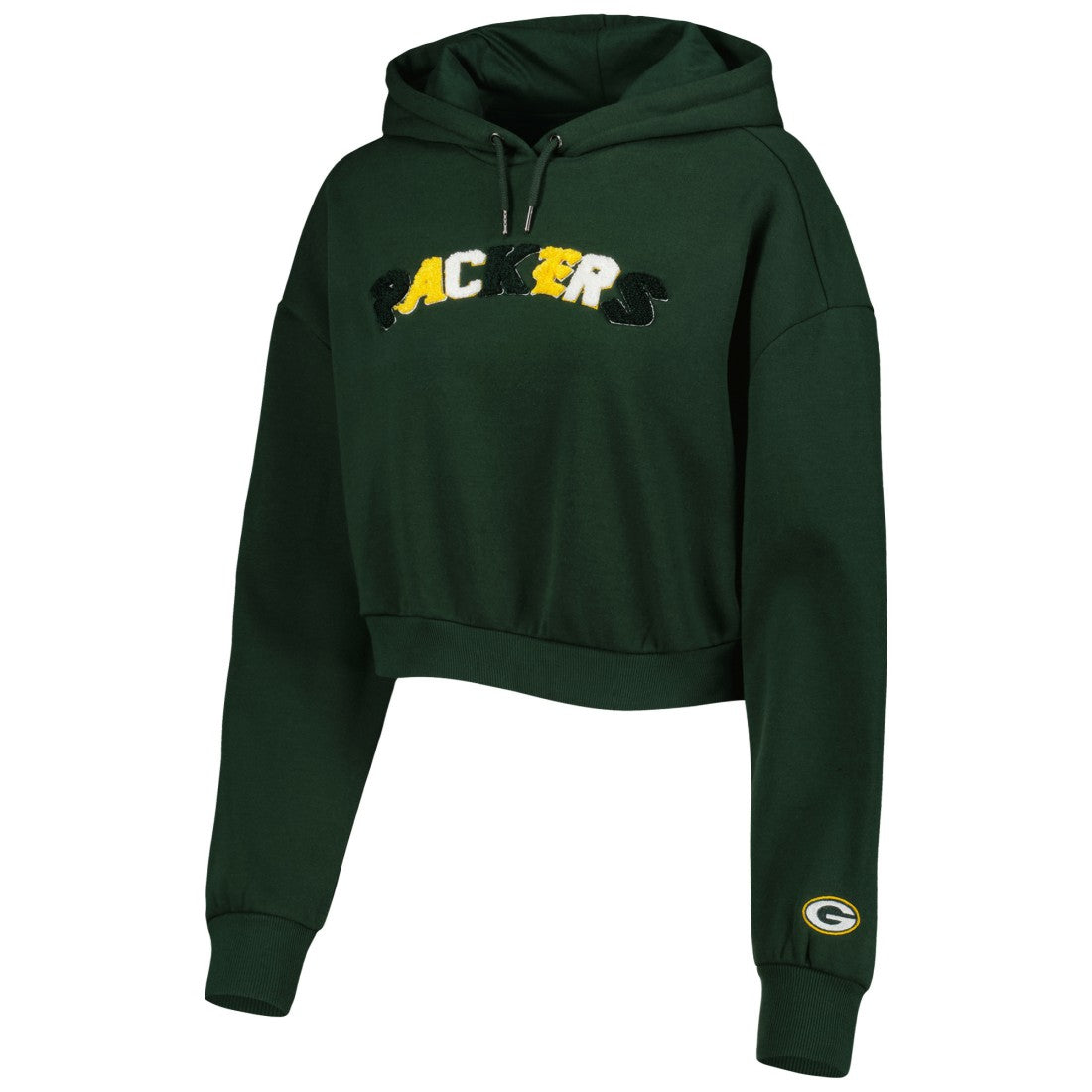 Green Bay Packers The Wild Collective Women's Cropped Pullover Hoodie - Green - NFL