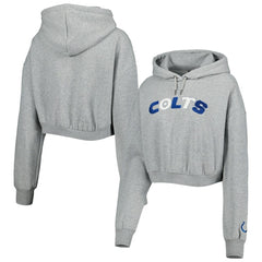 Indianapolis Colts The Wild Collective Women's Cropped Pullover Hoodie - Gray - NFL