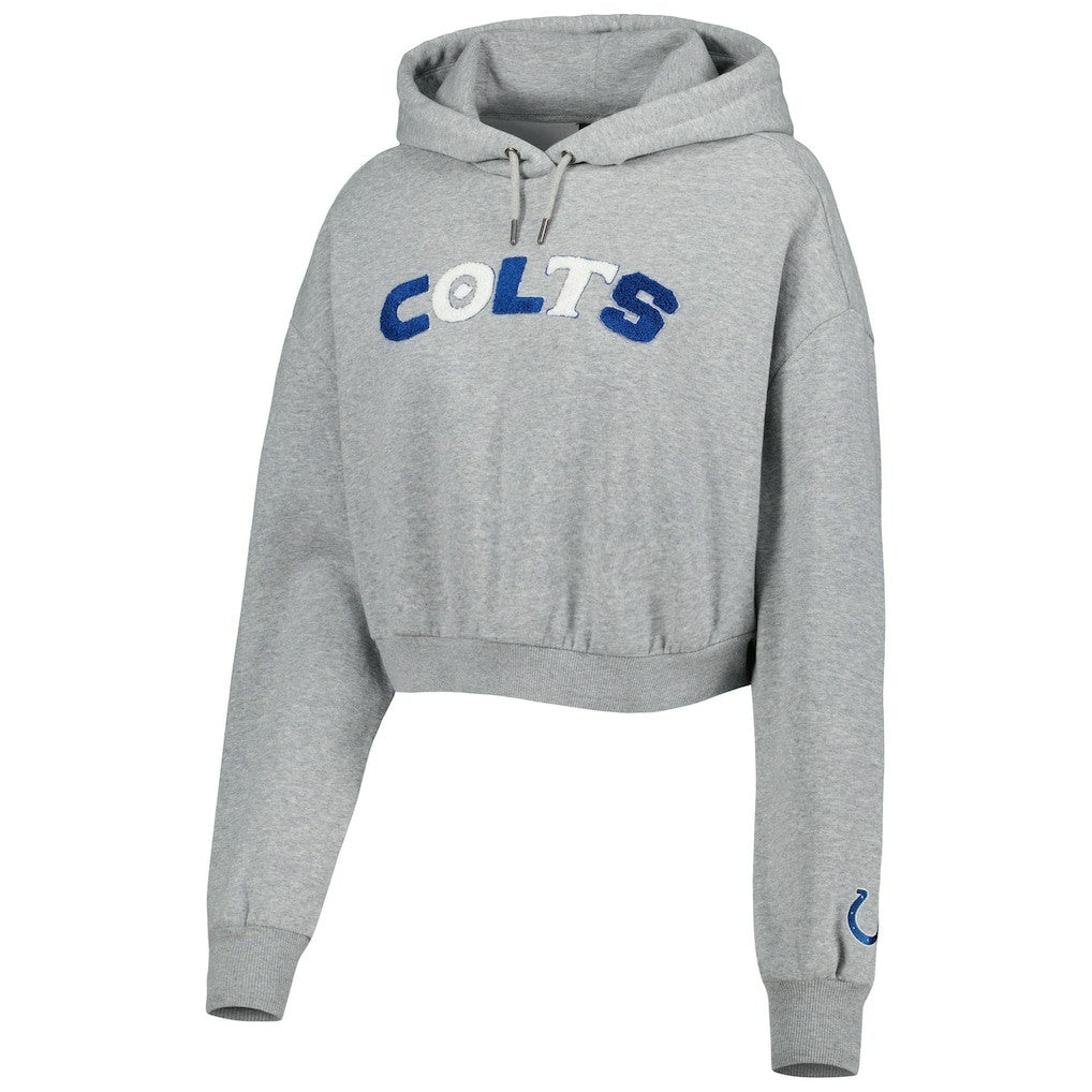 Indianapolis Colts The Wild Collective Women's Cropped Pullover Hoodie - Gray - NFL
